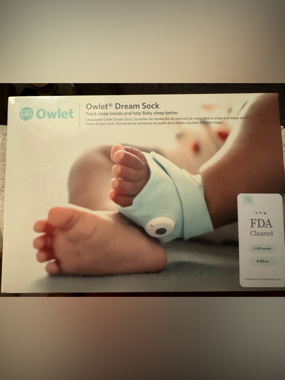 Brand New Owlet Dream Sock Baby Sleep Monitor - Light Blue